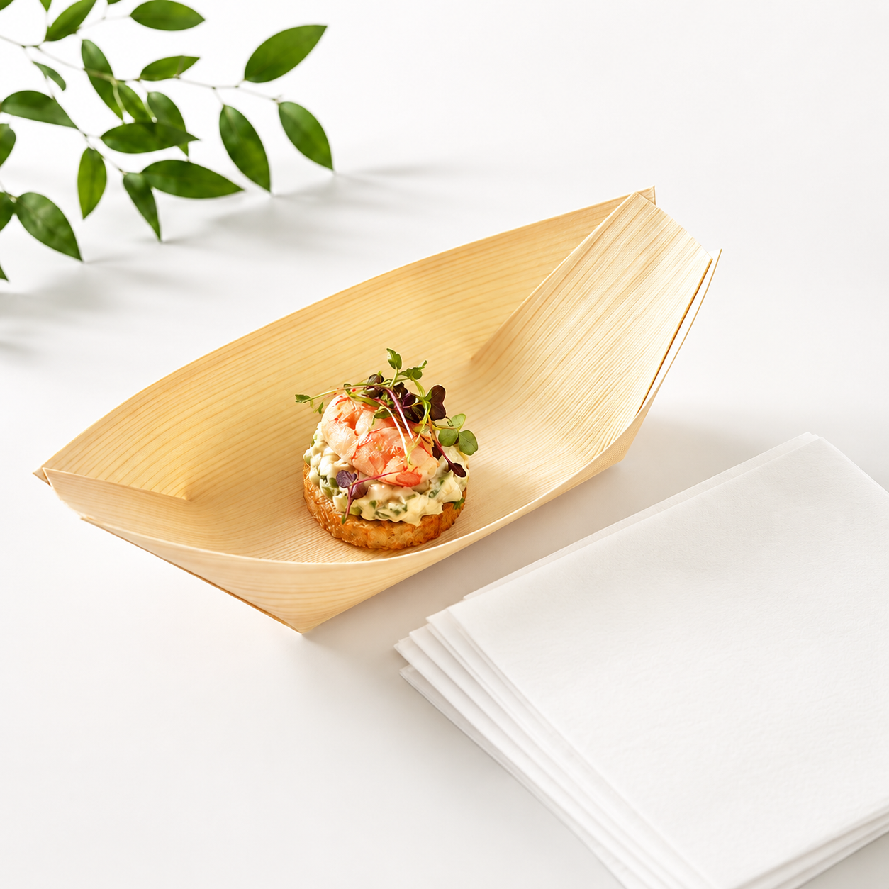 Bamboo Serving Boats & Napkins