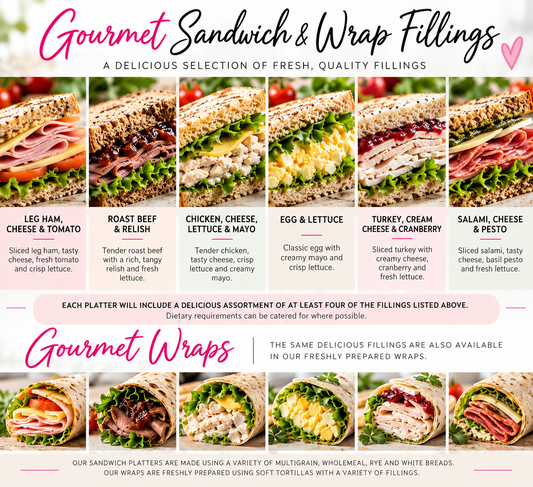 Nosh & Nibble gourmet sandwich and wrap filling menu