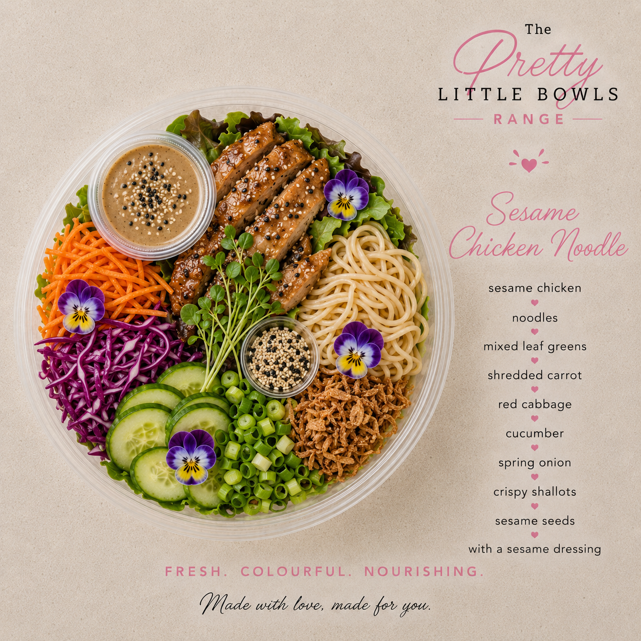Sesame Chicken Noodle Salad Bowl