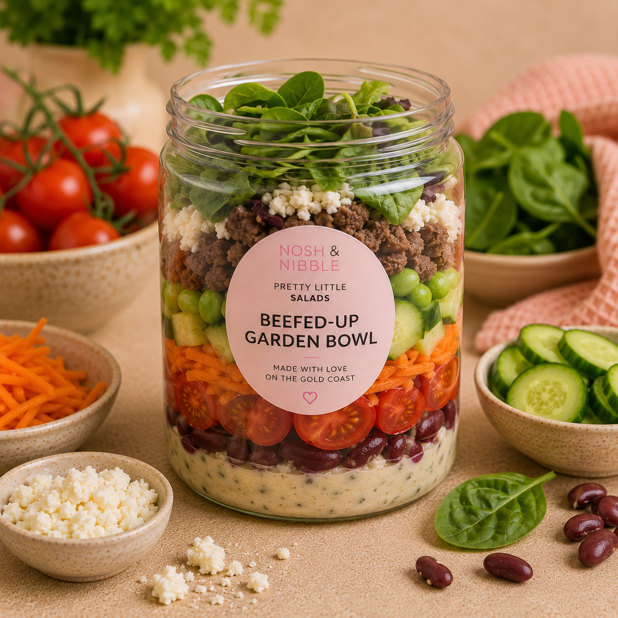 Beefed-Up Garden Salad Jar
